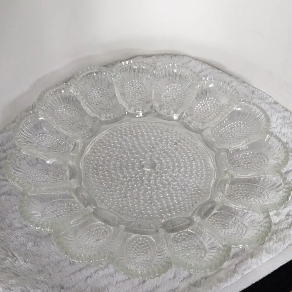 Vtg. Indiana Glass Hobnail Egg Platter